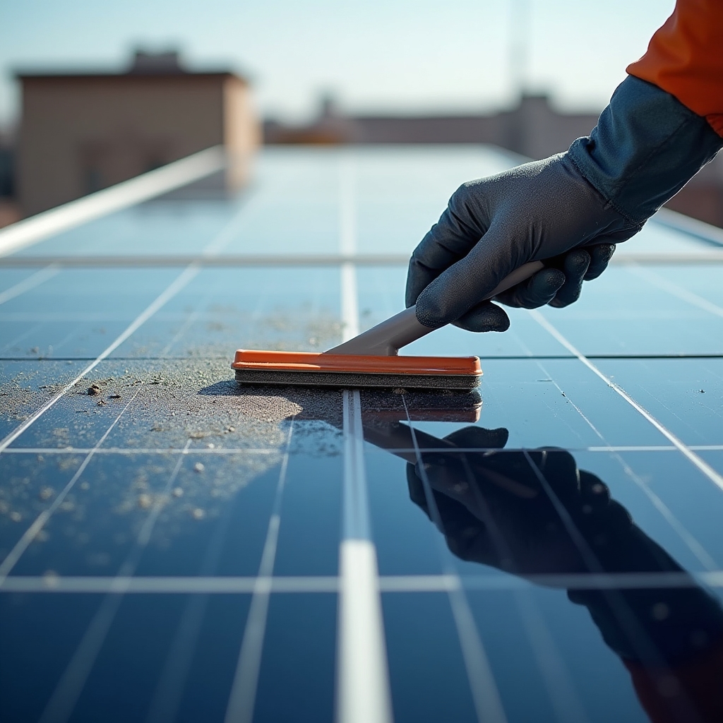 Comparación de un panel solar antes y después de la limpieza profesional