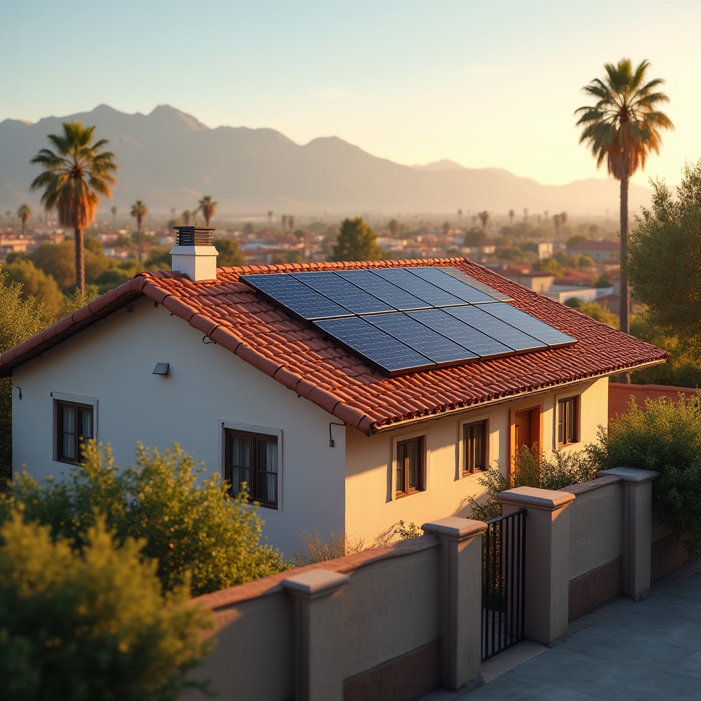 Paneles solares instalados en el techo de una vivienda en Mendoza